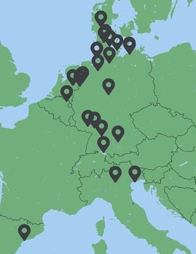 Karte aller Fußballturniere in Europa 2022