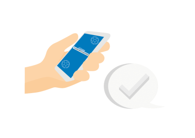 Illustrated picture of a mobile phone with which one can register at the club evening